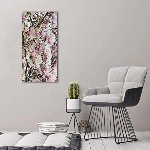 Tableau photo décorative fleurs de magnolia blanc impression sur verre 50x100