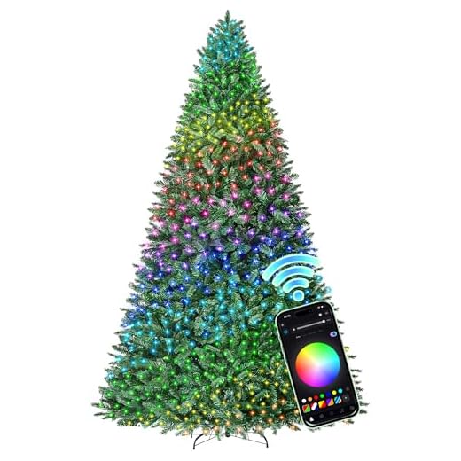 HOLLO STAR 12 ft Prelit Christmas Tree with 1086 LED Lights, App Control, Artificial Christmas Tree with Multi-Color RGBW Lights, 3993 Branch Tips, Metal Base, Easy to Assemble, for Home, Party