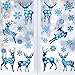 ANHUIB Blu Adesivi per Finestra Fiocco di Neve,Renna Adesivo per Finestra Natalizie,Natale Adesivo Vetro,DIY Natale Adesivi Murale,Rimovibile Alce Natale Decalcomanie per Negozi Finestra Decorazioni