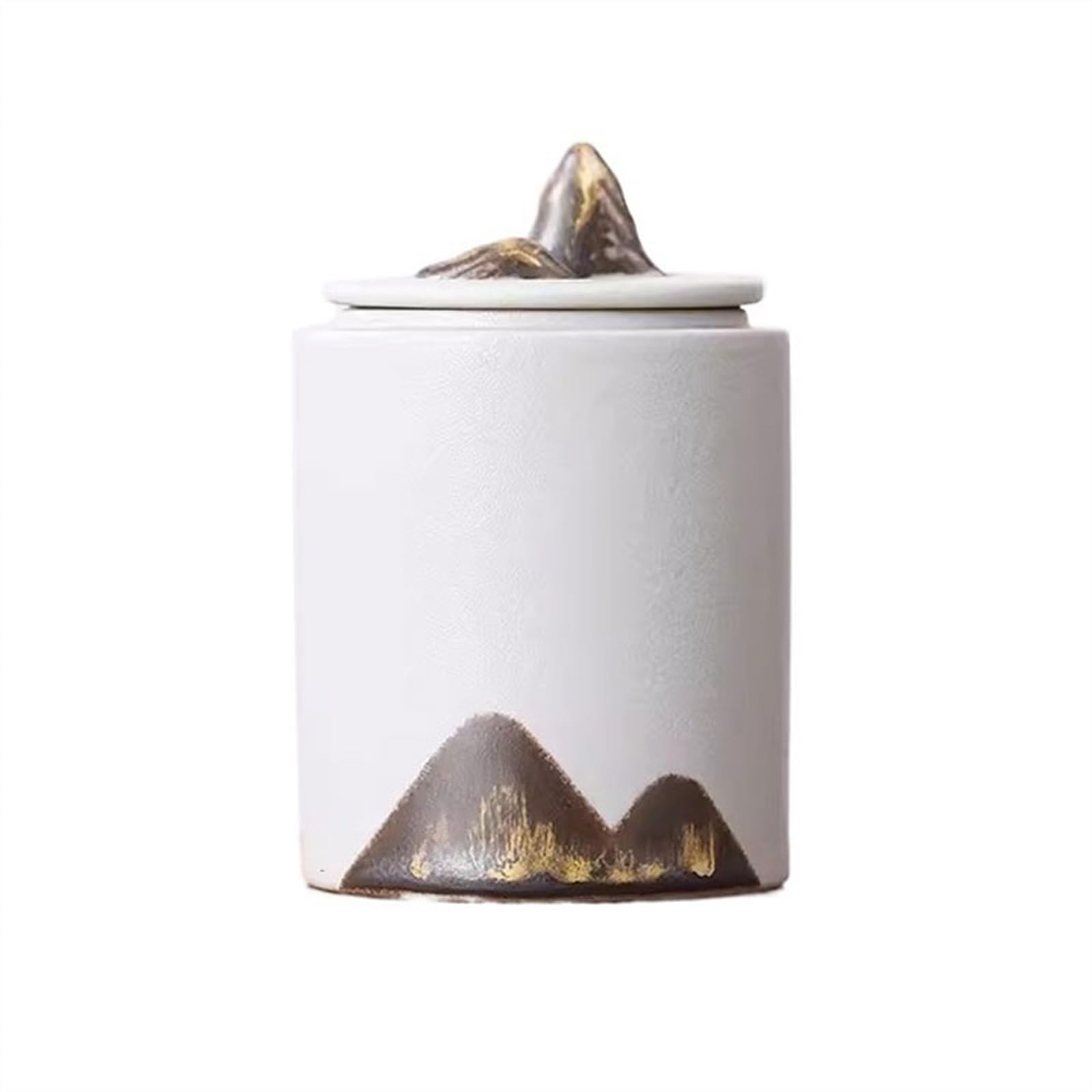 Hhaoran-9868 Ceramic Tea Canister Hand-painted Small Loose Leaf Tea Canister Chinese Retro Ceramic Non-woven Sealing Jar Kitchen Storage Food Canisters for Kitchen(White)