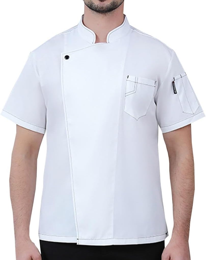 Short Sleeve Unisex Classic Chef Coat Men Women Classic Chef Shirt Cooking Chef Uniform for Restaurant Kitchen