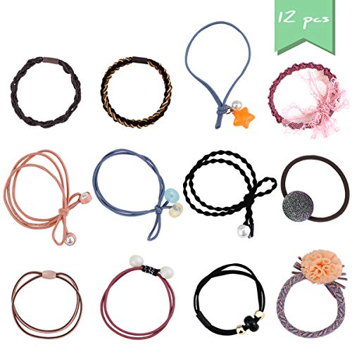 Oruuum 12 Pcs Temperamental Rubber Hair Tendons For Tie Up The Hair Hair Rope Hair Circle Japanese And Korean Elegant Bow Rope Hair Accessories Set