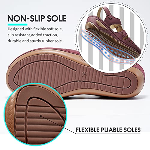 Harence Women's Summer Sandals Casual Bohemia Gladiator Wedge Shoes Comfortable Ankle Strap Outdoor Platform Sandals Closed Toe #TOP4