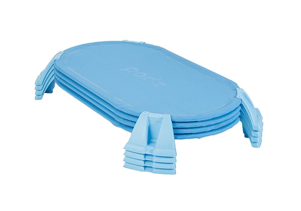 Foundations Podz Daycare Cots for Children, 4 Pack, Toddler Size, Lightweight and Stackable, Breathable Mesh, Easy to Clean, Superior and Durable Design, No Assembly Required (Blue)
