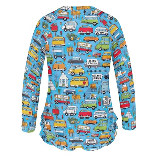 Car Toy Cute Girls Long Sleeve Rashguard Swimsuit UV Protection One-Piece Swimwear Bathing Suit B04027113