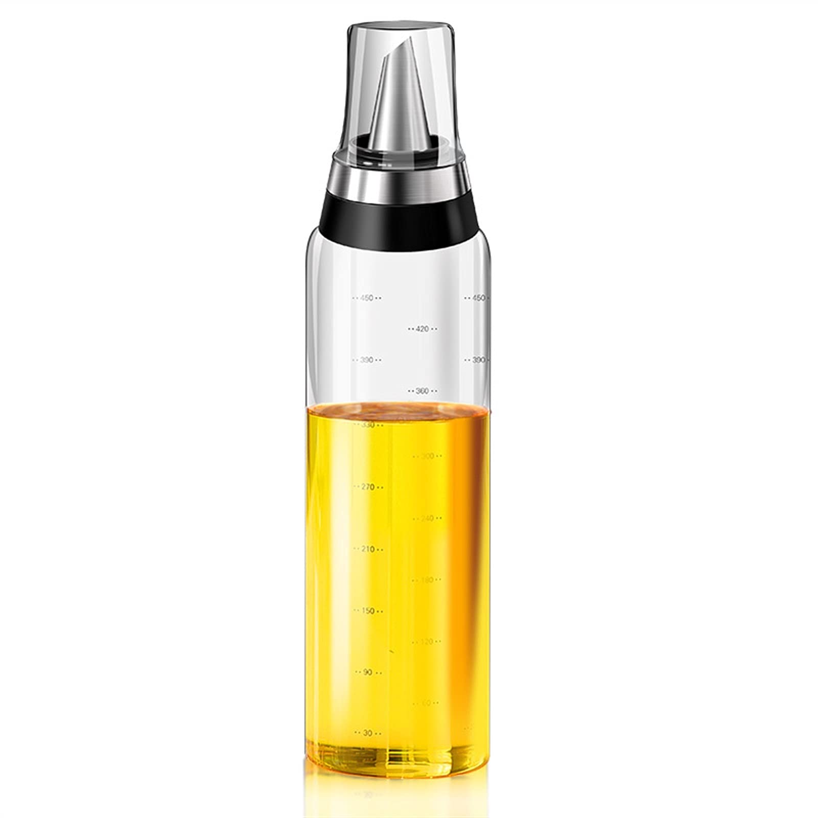 Dispensador de aceite de oliva con la cubierta de medición y polvo, dispensador de vinagre conjuntamente botella de vidrio (Color : 350mL and 500mL)