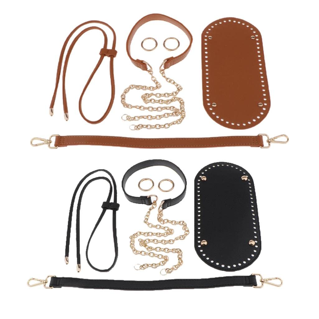 5 Stück DIY Taschen Bastelteile PU Taschenboden Kissen Taschenriemen Zubehör mit Rundem Und Kordelzug für Handarbeit Basteln Werkstatt