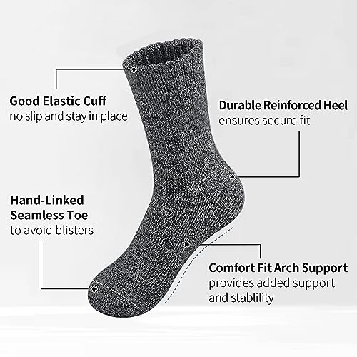 Image of SIMIYA 5 Pairs Wool Socks Mens, Thick Warm Winter Soft Hiking & Casual Crew Socks