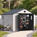 MELLCOM 10 x 10 FT Resin Outdoor Storage Shed with Floor
