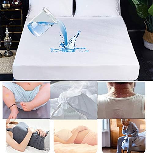 Protector de colchón impermeable King de 150 x 200 cm cubrecama transpirable contra líquidos 7
