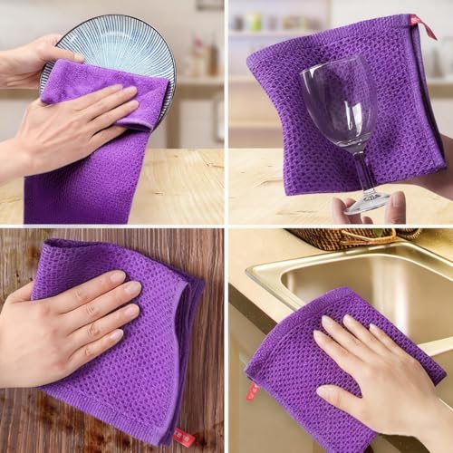 Miniatura 3 de Paños De Cocina De Tejido Gofre 100 Algodón, Paquete De 6 Paños De Cocina Ultrasuaves Y Absorbentes, De Secado Rápido, 12 X 12 Pulgadas, Trapos De Cocina Para Secar Platos Y Uso Diario En La Cocina