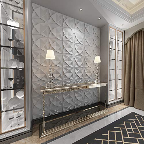 Image of Art3d Floral Decorative Ceiling Tiles, 24 x 24 in, 48-Pack, White