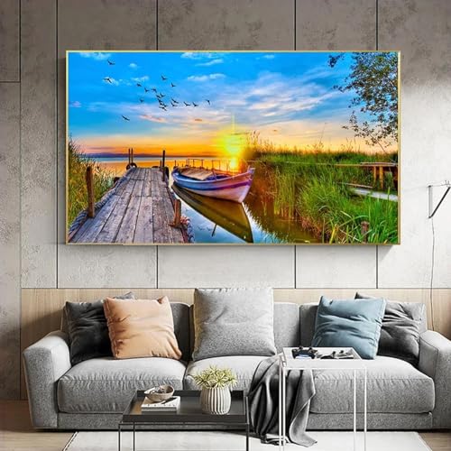 Décoration murale coucher de soleil sur grande toile sans cadre
