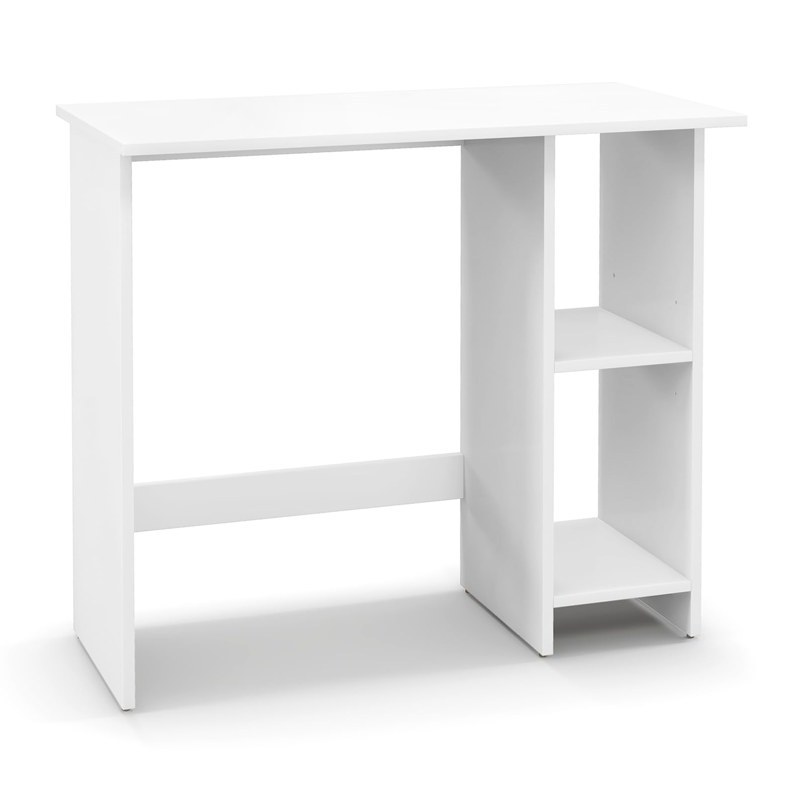 COSTWAY Escritorio Blanco 80 x 39,5 cm, Mesa Ordenador con 2 Estantes Ajustables, Escritorio Pequeño Dormitorio Hogar Oficina