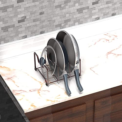 Image of Craft Expertise Black Iron 3-Slot Pan & Pot Rack Organizer - Countertop Plate Stand, Lid Holder, Chopping Board & Dish Storage Rack (9 x 8.75 x 7 Inches)