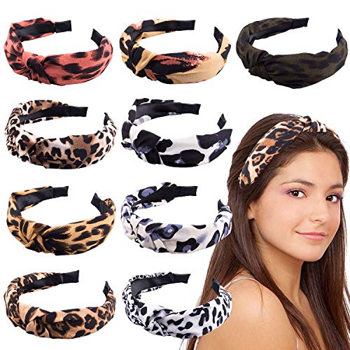 SIQUK 9 Pcs Leopard Headbands Twist knot Headband Wide Hairbands for Women and Girls