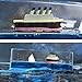Honsheng Unsinkable Titanic Simulator Toy Wavey Boat in a Box Liquid Wave Cruise Fluid Ship Decoration Ornament for Car Decoration Paperweight Desk Toy Gifts