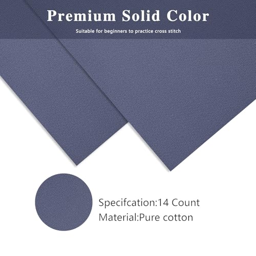 Image of Aida Cloth Cross Stitch Fabric, 14 Count, Big Size (Dark Blue, 20 * 20inch)