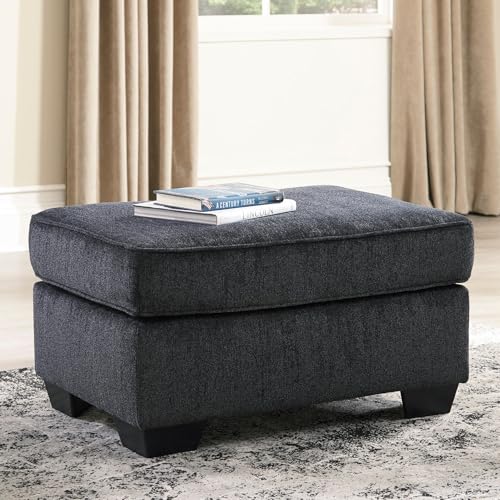 Image of Signature Design by Ashley Rectangular Chenille Living Room Ottoman, Gray