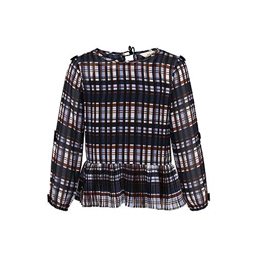 Image of Gini & Jony Girls Round Neck Checked Top