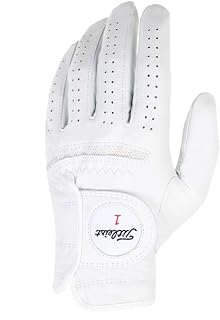 Titleist Perma-Soft Men's Golf Glove - Regular Left Pearl, Premium Leather with Breathable CoolMax Mesh