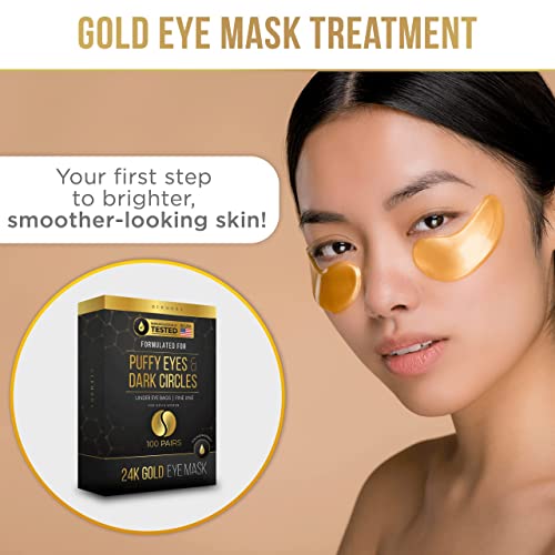Dermora 24K Gold Eye Mask– 50 Pairs - Puffy Eyes And Dark Circles Treatments – Look Less Tired And Reduce Wrinkles And Fine Lines Undereye, Revitalize And Refresh Your Skin. #TOP1
