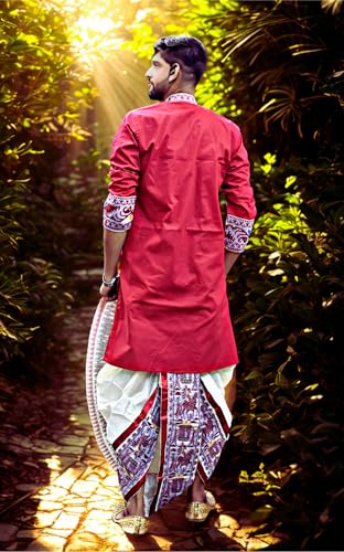 Image of Pure Cotton Full Sleeves Kurta with dupion silk Dhoti pant set (701)