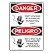 ComplianceSigns.com Danger High Voltage Authorized Personnel Bilingual OSHA Safety Label Decal, 5x3.5 in. 4-Pack Vinyl