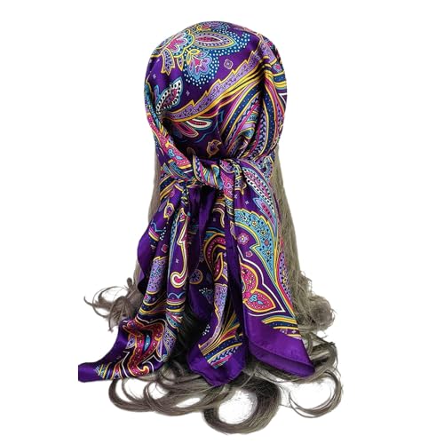 Elegant Printed Silk Scarf – 90 * 90cm Imitation Silk Head Scarf for Women's Hair, Stylish Versatile Hair Scarf for Women