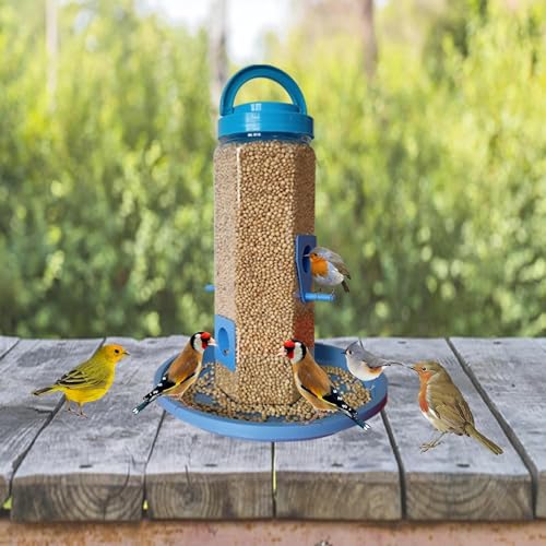 Image of Boltz Hanging Bird Feeder, 4 Feed Nozzle, Outdoor Hanging Bird Food Feeder, Bird Food Capacity Upto 1 Kg, Bird Feeder for Balcony, Ideal for All Kind and Stages Birds-(Blue)