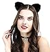 OLYPHAN Cat Costume Accessories Ears and Tail Set Black Animal Halloween Accessory Kit for Women Pack with Tail Ears Headband and Choker Necklace