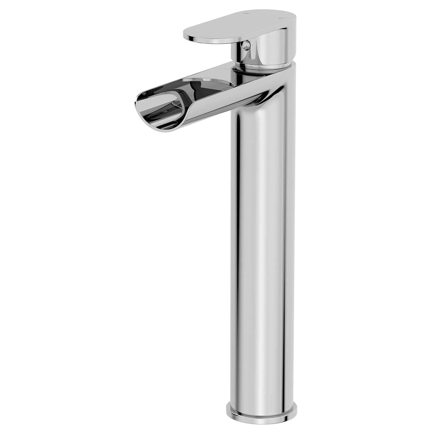 Architeckt® Edsberg Bathroom High Rise Waterfall Basin Sink Mixer Tap for Countertop Modern Mono Round Single Lever Handle Faucet for Sinks, Chrome