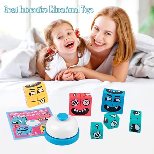 Image of SHINETOY 3D Magic Cube Puzzle with 24 Magnets | Infinity Cube Fidget Toy Transforms into 70+ Magnetic Shape Shifting | Stress Relief Brain Teaser Best Gift for Kids & Adults (Emoji Cube with Bell)