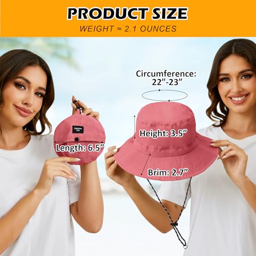 Midnightsun Waterproof Bucket Hat Women Packable Outdoor Fishing Hat Lightweight Men Uv Protection Summer Sun Hat (Watermelon Red thumb #5