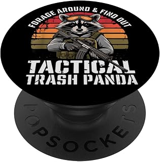 Forage Around & Find Out Tactical Trash Panda Funny Raccoon PopSockets Adhesive PopGrip
