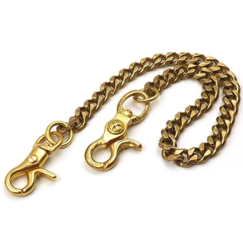 ✴︎GOLD✴︎ ウォレットチェーンダブルクリップ 楽天市場】真鍮無垢（鋳物）DOUBLE CLIP WALLET CHAIN アズキ