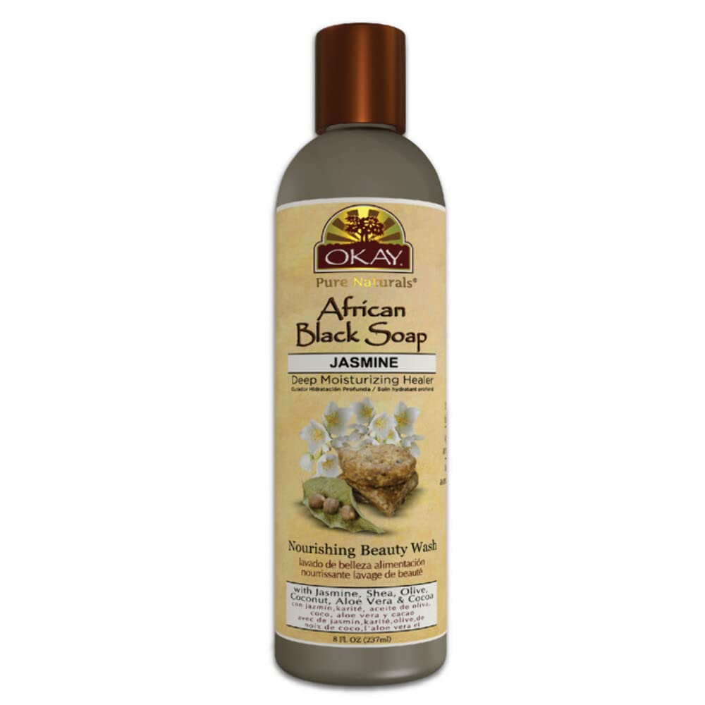 OKAY AFRICAN BLACK SOAP LIQUID with JASMINE 8oz / 237ml
