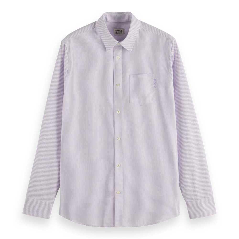Scotch & Soda Men's Regular fit Striped Oxford Shirt, Bright Lavender, M