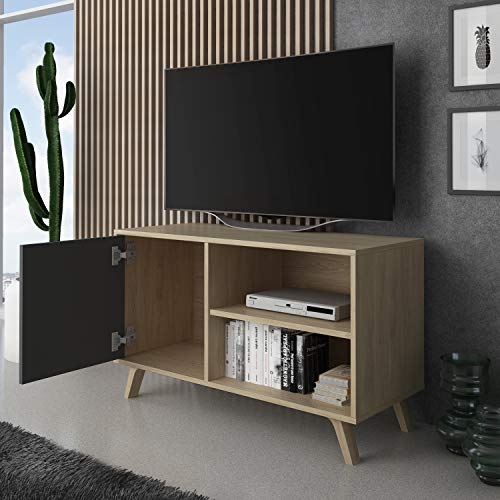 Miniatura 3 de Skraut Home | Mueble de TV para Salón | 57 x 95 x 40 cm | Indicado para TV de 32/40" | Modelo Wind 100 | Puccini | Puerta Abatible Color Gris