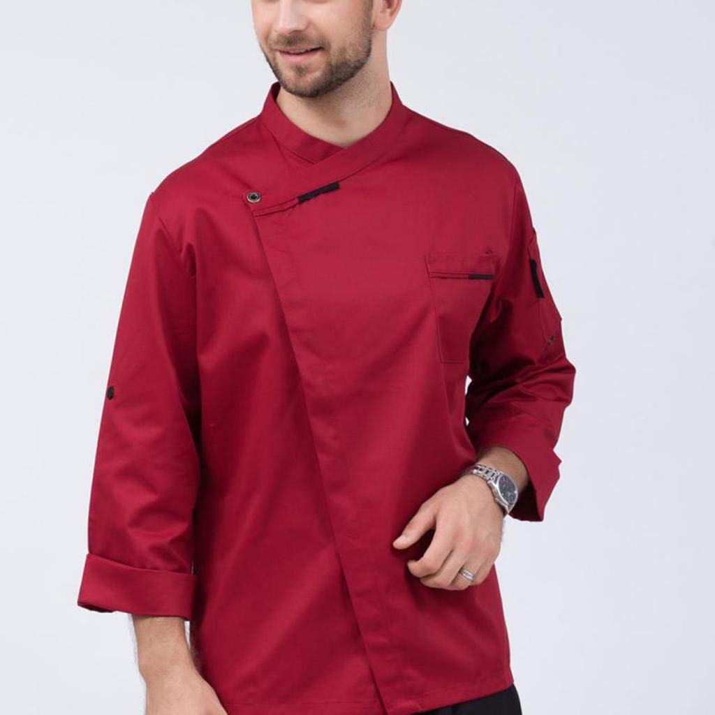 Giacche da cuoco unisex a maniche lunghe, camicia da cucina uniforme, bianco, L