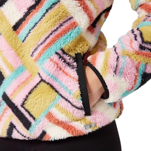 Hurley Ladies' Snap Plush Cozy Pullover Jacket (XXL, Pink Multi)4
