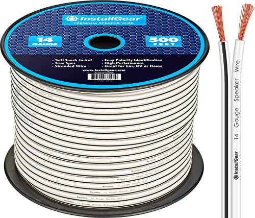 InstallGear 14 Gauge AWG Speaker Wire Cable - White (500ft)