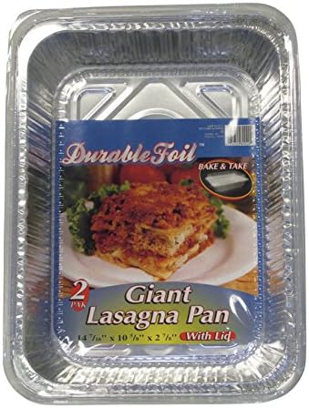 Home Plus 6392138 10.62 x 14.43 in. Durable Foil Lasagna Pan with Lid - Silver44; Pack of 2