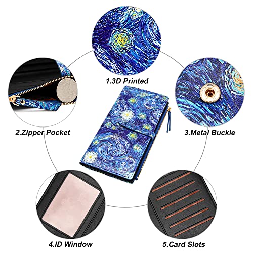 Slim Wallets for Women Credit Card Holder RFID Bifold Clutch Wallets Checkbook with Zipper Pocket 5