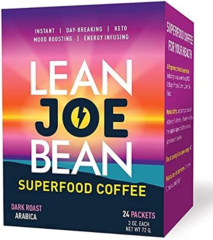 Lean Joe BeanSuperfood Coffee | Organic Instant Keto Coffee with Mushrooms, MCT, Collagen, Turmeric, Probiotics & Folate | backed by Science (24 Count)