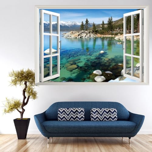 Vinilo para decoración de salón y habitación PRETYZOOM ventana 3D autoadhesiva 8