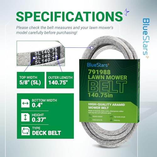 Image of BlueStars 791988 Deck Belt | Aramid Cord | 5 /8 inch x 140-3 /4 inch
