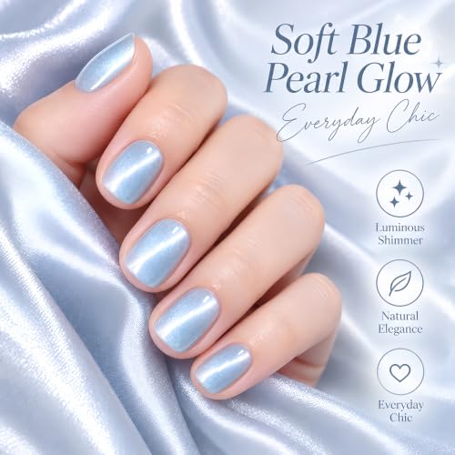 Cat Eye Gel Nail Pen, Blue Magnetic Shimmer Gel Polish with Brush & Magnet - Image 5