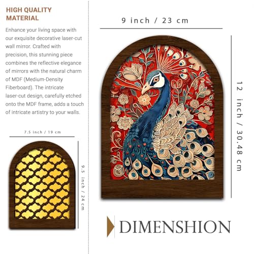 Image of Jharokha MDF Mirrors Home Decoration Items | Traditional Wall Decor Items for Living Room | Mirror Wall Hanging | Home Decor Items for Bedroom Office Set of 6 (9x12 inch & 7.5x9.5 inch)
