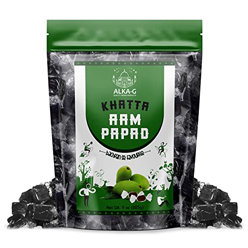 ALKA-G Khatta Aam Papad Cubes (Mango Fruit Snack) | Original Indian Mango Treats Made with Real Mango Pulp | Sour, Bar Candy, Resealable Pack